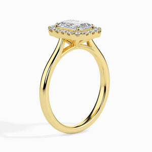 70-Pointer Emerald Cut Solitaire Halo Diamond 18K Yellow Gold Ring JL AU 19025Y-B   Jewelove.US