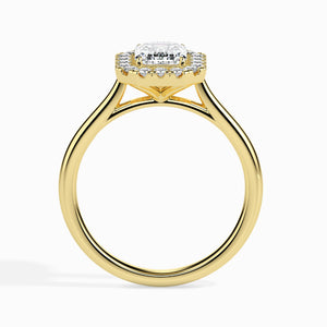 50-Pointer Emerald Cut Solitaire Halo Diamond 18K Yellow Gold Ring JL AU 19025Y-A