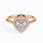 Load image into Gallery viewer, 50-Pointer Heart Cut Solitaire Halo Diamond 18K Rose Gold Ring JL AU 19028R-A
