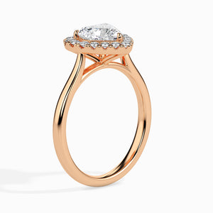 70-Pointer Heart Cut Solitaire Halo Diamond 18K Rose Gold Ring JL AU 19028R-B   Jewelove.US