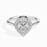 Load image into Gallery viewer, 30-Pointer Heart Cut Solitaire Halo Diamond Platinum Ring JL PT 19028   Jewelove.US
