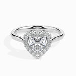 Load image into Gallery viewer, 30-Pointer Heart Cut Solitaire Halo Diamond Platinum Ring JL PT 19028   Jewelove.US
