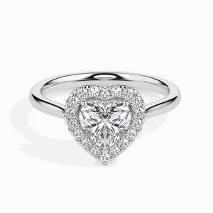 30-Pointer Heart Cut Solitaire Halo Diamond Platinum Ring JL PT 19028