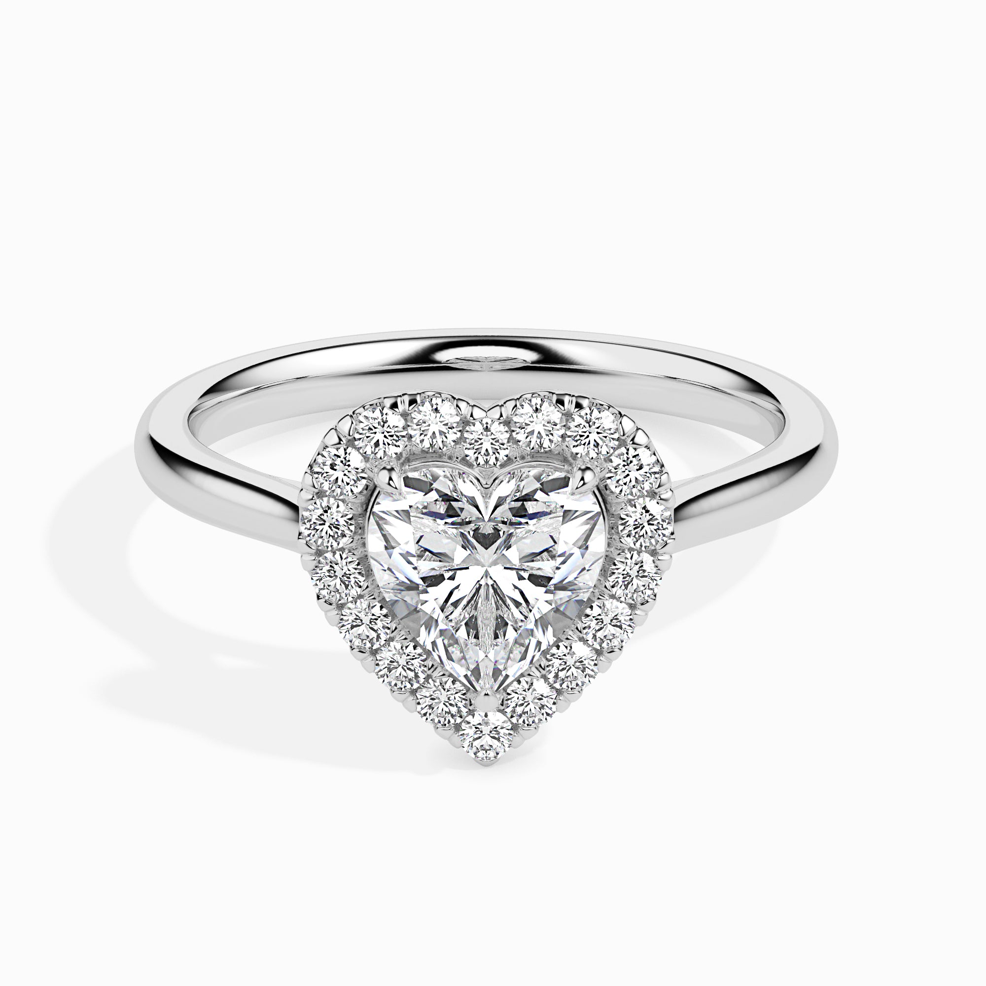 70-Pointer Heart Cut Solitaire Halo Diamond Platinum Ring JL PT 19028-B