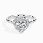Load image into Gallery viewer, 70-Pointer Heart Cut Solitaire Halo Diamond Platinum Ring JL PT 19028-B
