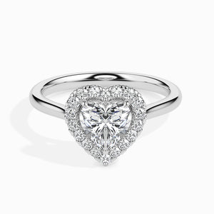 70-Pointer Heart Cut Solitaire Halo Diamond Platinum Ring JL PT 19028-B