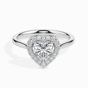 70-Pointer Heart Cut Solitaire Halo Diamond Platinum Ring JL PT 19028-B   Jewelove.US