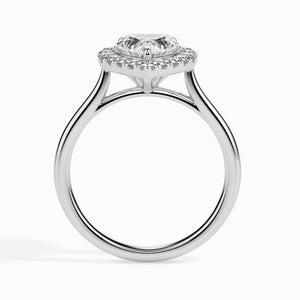 30-Pointer Heart Cut Solitaire Halo Diamond Platinum Ring JL PT 19028