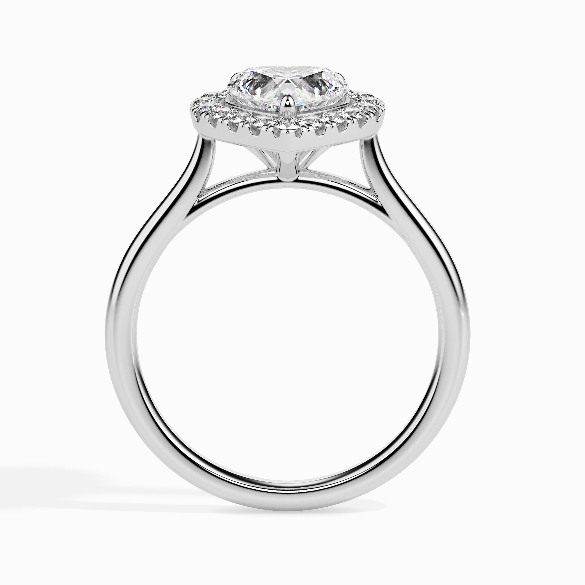 70-Pointer Heart Cut Solitaire Halo Diamond Platinum Ring JL PT 19028-B   Jewelove.US