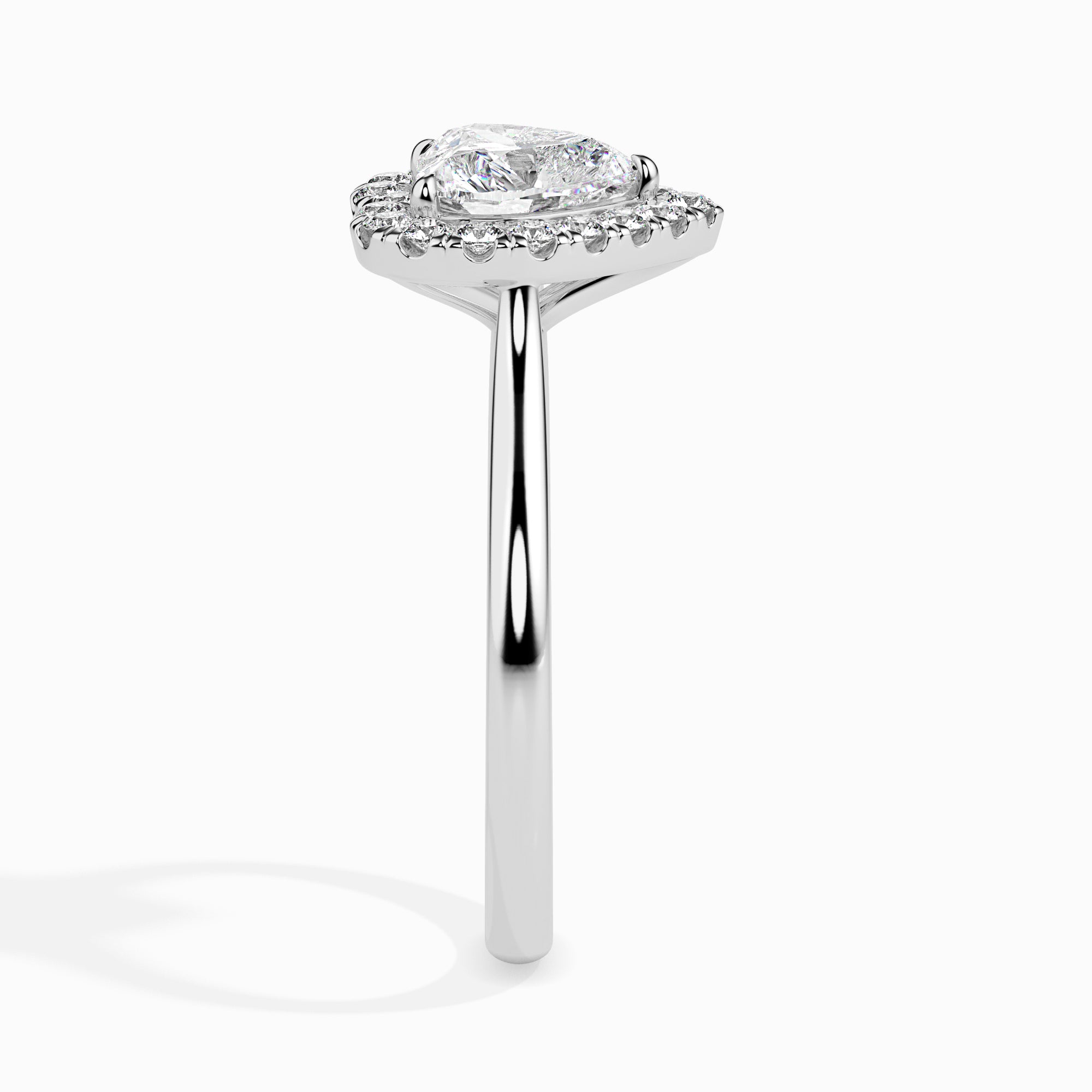 50-Pointer Heart Cut Solitaire Halo Diamond Platinum Ring JL PT 19028-A   Jewelove.US