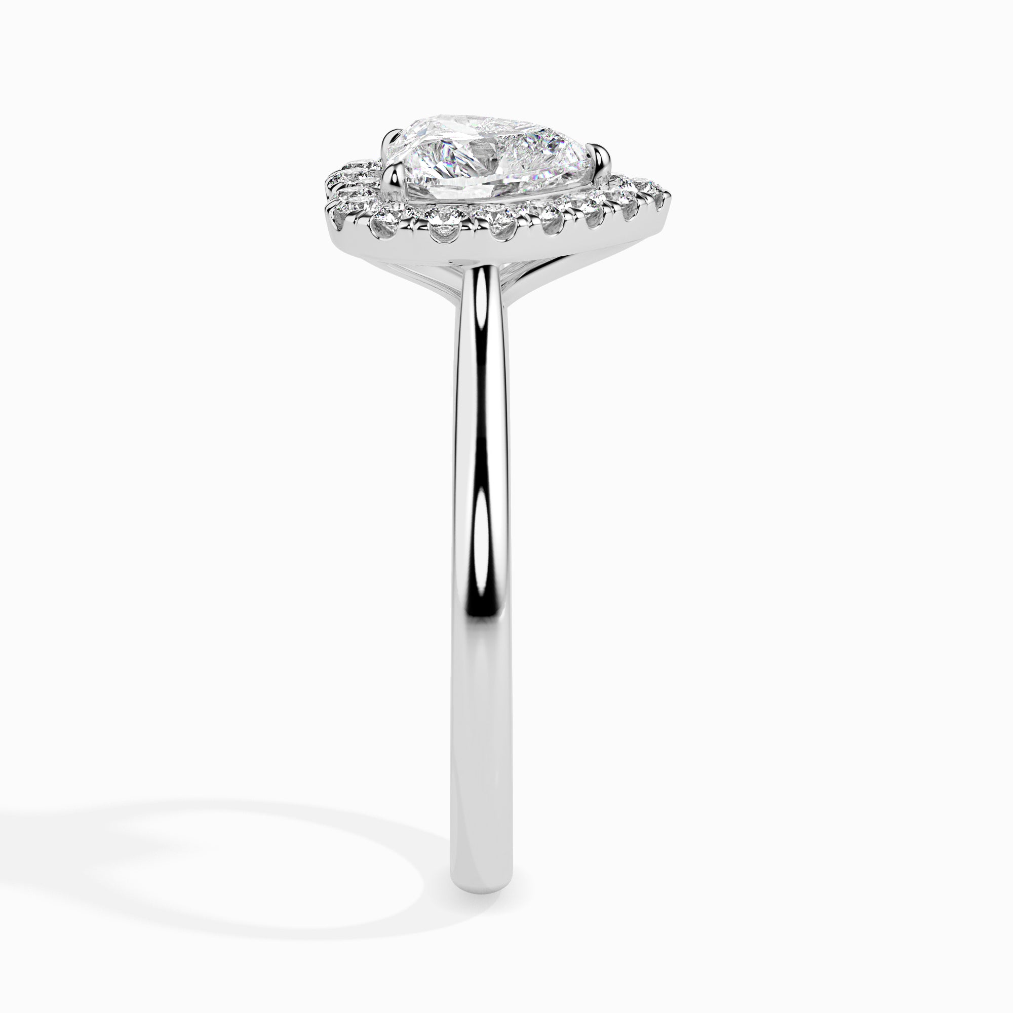 70-Pointer Heart Cut Solitaire Halo Diamond Platinum Ring JL PT 19028-B