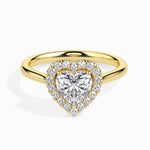 Load image into Gallery viewer, 30-Pointer Heart Cut Solitaire Halo Diamond 18K Yellow Gold Ring JL AU 19028Y

