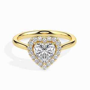 30-Pointer Heart Cut Solitaire Halo Diamond 18K Yellow Gold Ring JL AU 19028Y