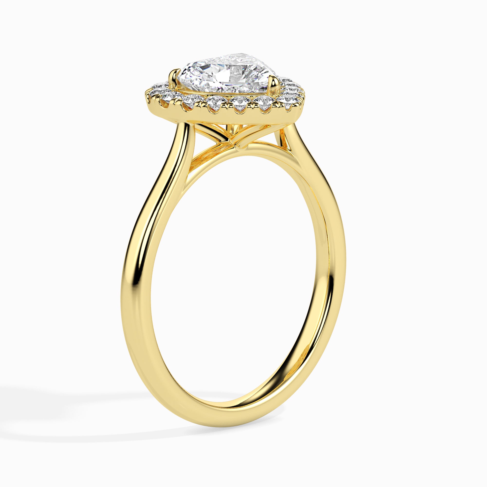 70-Pointer Heart Cut Solitaire Halo Diamond 18K Yellow Gold Ring JL AU 19028Y-B   Jewelove.US