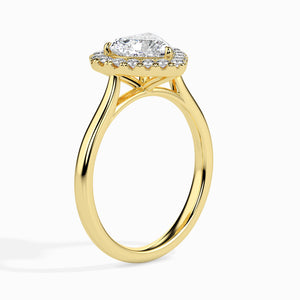 30-Pointer Heart Cut Solitaire Halo Diamond 18K Yellow Gold Ring JL AU 19028Y
