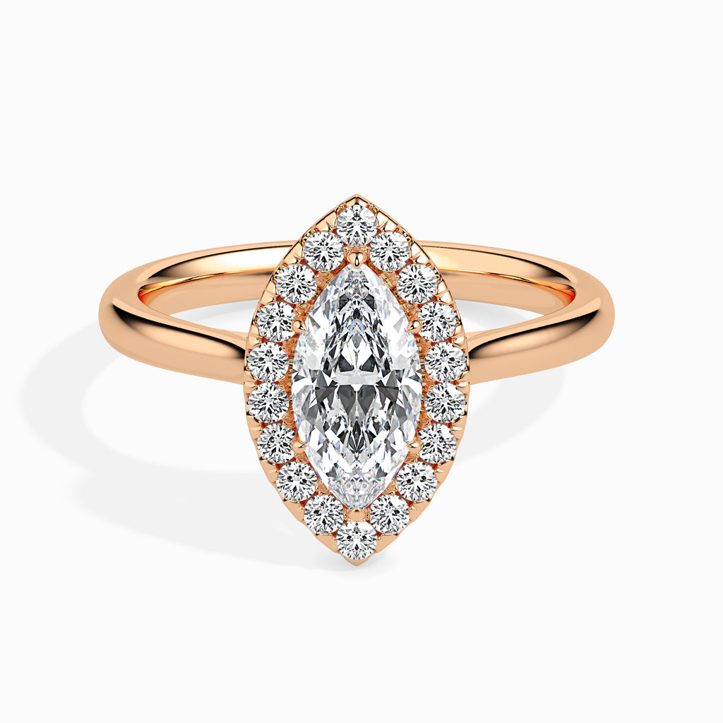 70-Pointer Marquise Cut Solitaire Halo Diamond 18K Rose Gold Ring JL AU 19029R-B   Jewelove.US