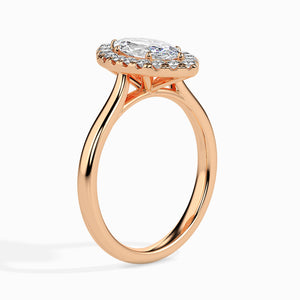 70-Pointer Marquise Cut Solitaire Halo Diamond 18K Rose Gold Ring JL AU 19029R-B   Jewelove.US