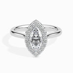 Load image into Gallery viewer, 30-Pointer Marquise Cut Solitaire Halo Diamond Platinum Ring JL PT 19029   Jewelove.US

