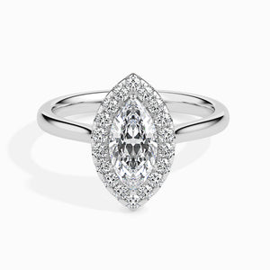 70-Pointer Marquise Cut Solitaire Halo Diamond Platinum Ring JL PT 19029-B