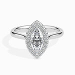 Load image into Gallery viewer, 50-Pointer Marquise Cut Solitaire Halo Diamond Platinum Ring JL PT 19029-A
