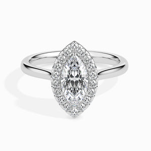 50-Pointer Marquise Cut Solitaire Halo Diamond Platinum Ring JL PT 19029-A