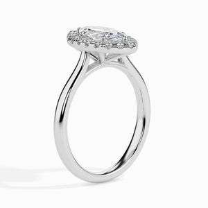 50-Pointer Marquise Cut Solitaire Halo Diamond Platinum Ring JL PT 19029-A   Jewelove.US