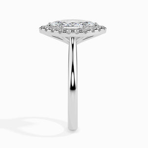 50-Pointer Marquise Cut Solitaire Halo Diamond Platinum Ring JL PT 19029-A