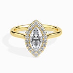 Load image into Gallery viewer, 30-Pointer Marquise Cut Solitaire Halo Diamond 18K Yellow Gold Ring JL AU 19029Y
