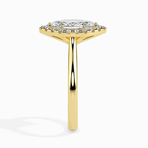 50-Pointer Marquise Cut Solitaire Halo Diamond 18K Yellow Gold Ring JL AU 19029Y-A