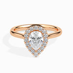 Load image into Gallery viewer, 70-Pointer Pear Cut Solitaire Halo Diamond 18K Rose Gold Ring JL AU 19030R-B

