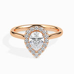 Load image into Gallery viewer, 50-Pointer Pear Cut Solitaire Halo Diamond 18K Rose Gold Ring JL AU 19030R-A   Jewelove.US
