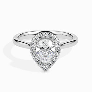 30-Pointer Pear Cut Solitaire Halo Diamond Platinum Ring JL PT 19030   Jewelove.US