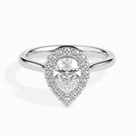 Load image into Gallery viewer, 50-Pointer Pear Cut Solitaire Halo Diamond Platinum Ring JL PT 19030-A   Jewelove.US
