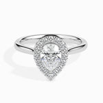 Load image into Gallery viewer, 50-Pointer Pear Cut Solitaire Halo Diamond Platinum Ring JL PT 19030-A
