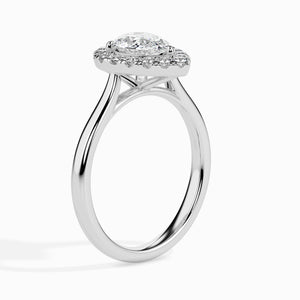 30-Pointer Pear Cut Solitaire Halo Diamond Platinum Ring JL PT 19030   Jewelove.US