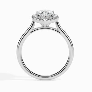 30-Pointer Pear Cut Solitaire Halo Diamond Platinum Ring JL PT 19030   Jewelove.US