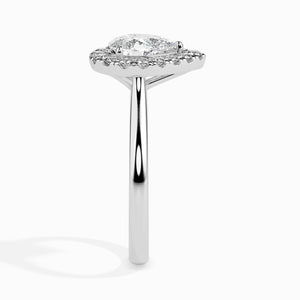 50-Pointer Pear Cut Solitaire Halo Diamond Platinum Ring JL PT 19030-A