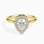 Load image into Gallery viewer, 50-Pointer Pear Cut Solitaire Halo Diamond 18K Yellow Gold Ring JL AU 19030Y-A
