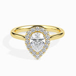 Load image into Gallery viewer, 70-Pointer Pear Cut Solitaire Halo Diamond 18K Yellow Gold Ring JL AU 19030Y-B   Jewelove.US
