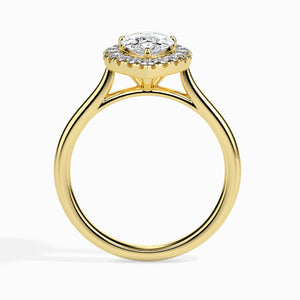 30-Pointer Pear Cut Solitaire Halo Diamond 18K Yellow Gold Ring JL AU 19030Y