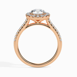 1-Carat Solitaire Halo Diamond Shank 18K Rose Gold Ring JL AU 19031R-C