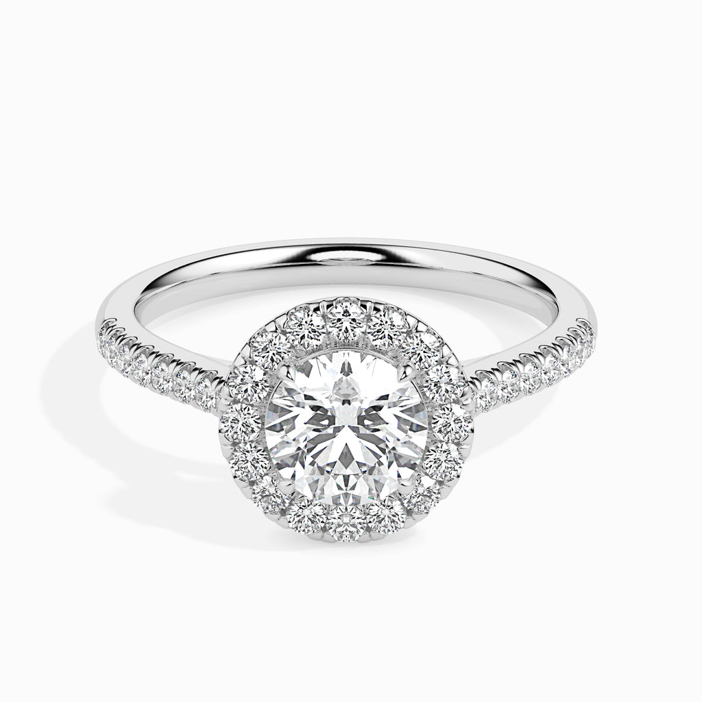 50-Pointer Solitaire Halo Diamond Shank Platinum Ring JL PT 19031-A   Jewelove.US
