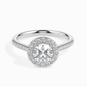 70-Pointer Solitaire Halo Diamond Shank Platinum Ring JL PT 19031-B