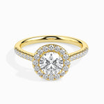 Load image into Gallery viewer, 50-Pointer Solitaire Halo Diamond Shank 18K Yellow Gold Ring JL AU 19031Y-A   Jewelove.US
