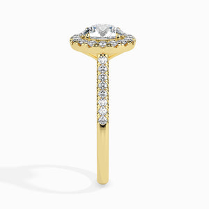 1-Carat Solitaire Halo Diamond Shank 18K Yellow Gold Ring JL AU 19031Y-C