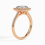 Load image into Gallery viewer, 70-Pointer Princess Cut Solitaire Halo Diamond Shank 18K Rose Gold Ring JL AU 19032R-B   Jewelove.US
