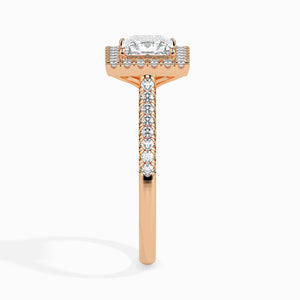 70-Pointer Princess Cut Solitaire Halo Diamond Shank 18K Rose Gold Ring JL AU 19032R-B   Jewelove.US