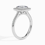 Load image into Gallery viewer, 30-Pointer Princess Cut Solitaire Halo Diamond Shank Platinum Ring JL PT 19032   Jewelove.US
