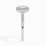 Load image into Gallery viewer, 70-Pointer Princess Cut Solitaire Halo Diamond Shank Platinum Ring JL PT 19032-B
