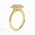 Load image into Gallery viewer, 50-Pointer Princess Cut Solitaire Halo Diamond Shank 18K Yellow Gold Ring JL AU 19032Y-A

